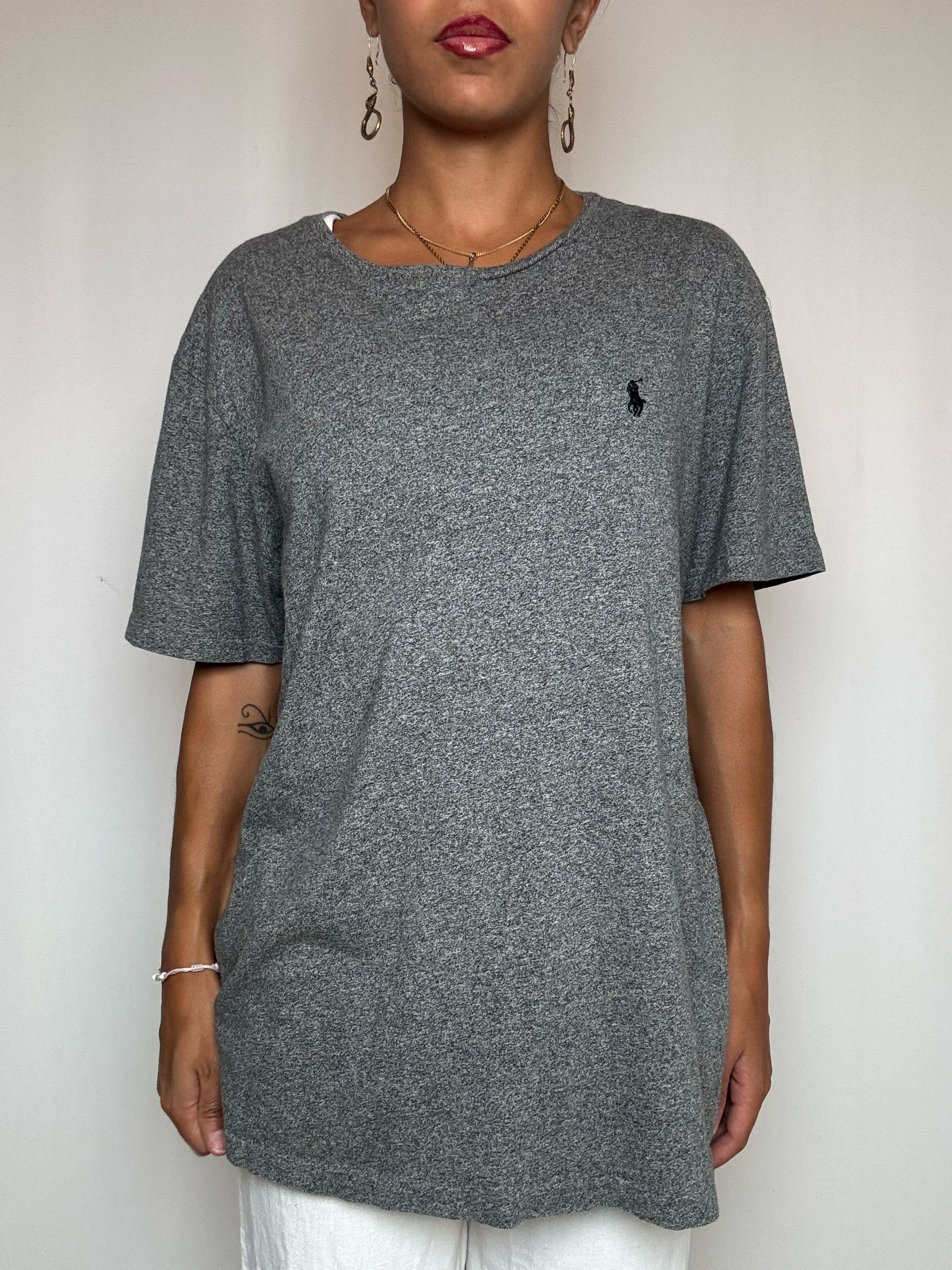 T-shirt gris chiné Polo Ralph Lauren L vintage