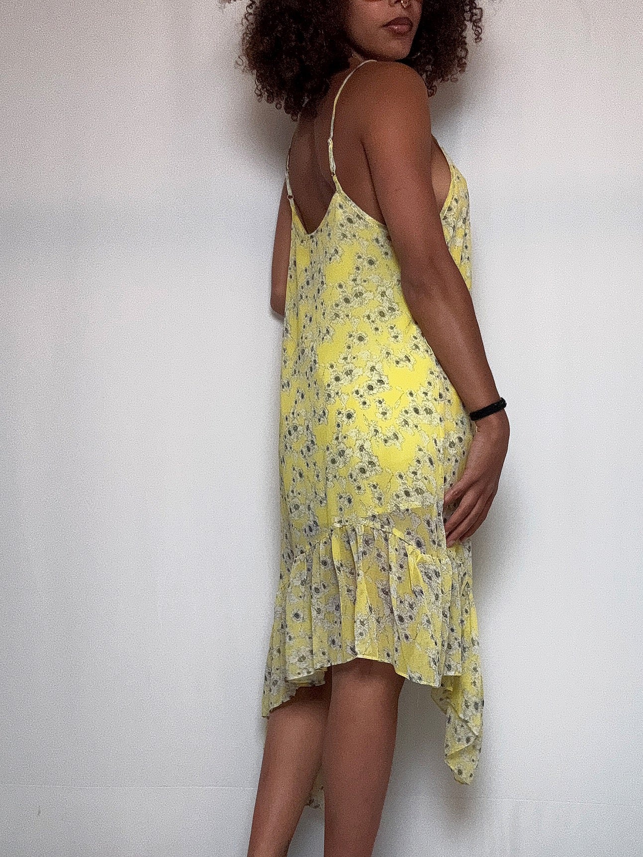Asymmetrisches gelbes Kleid Größe S Vintage