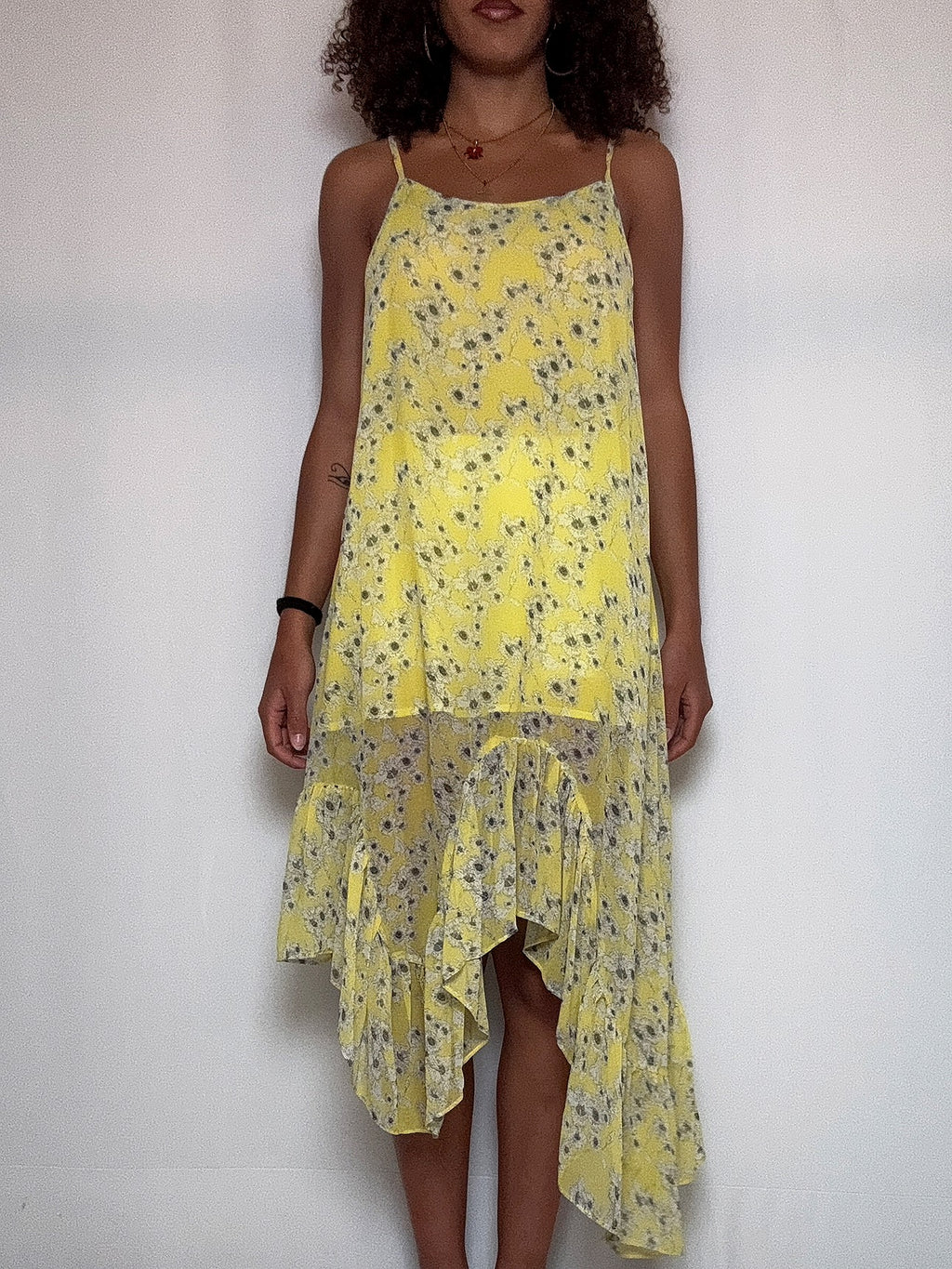 Asymmetrisches gelbes Kleid Größe S Vintage