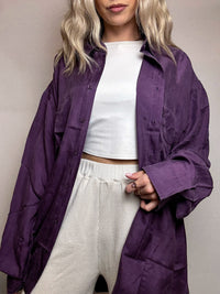 Vintage lila Satin Fluid Shirt L