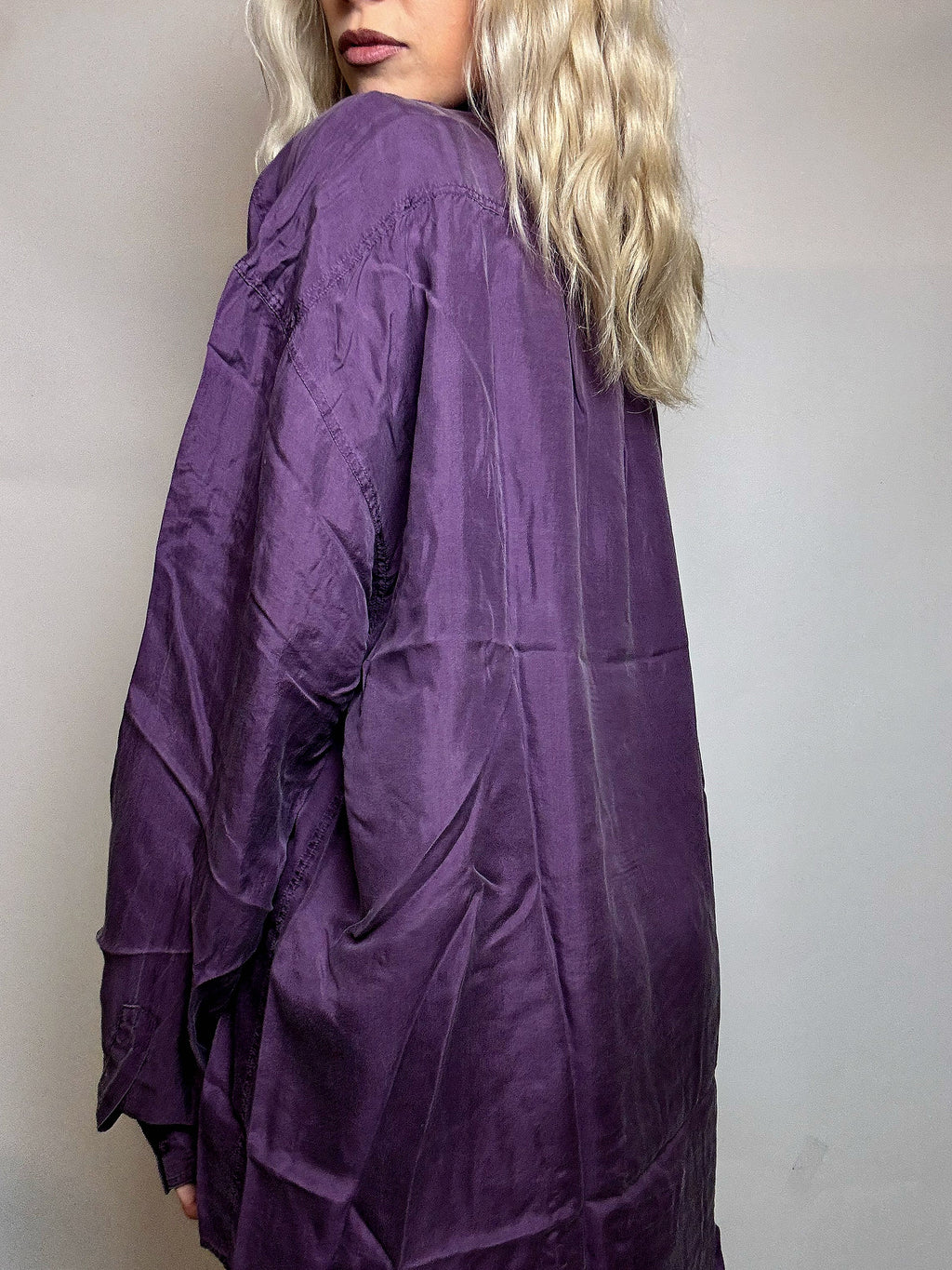 Vintage lila Satin Fluid Shirt L
