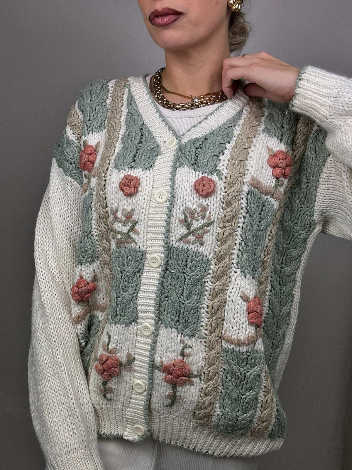 Vintage L knitted detail cardigan