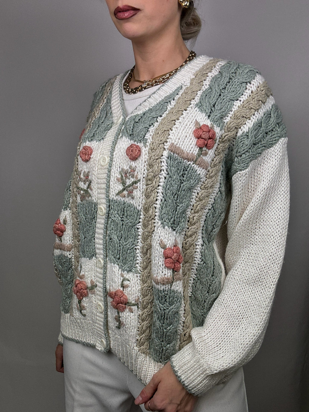 Vintage L knitted detail cardigan