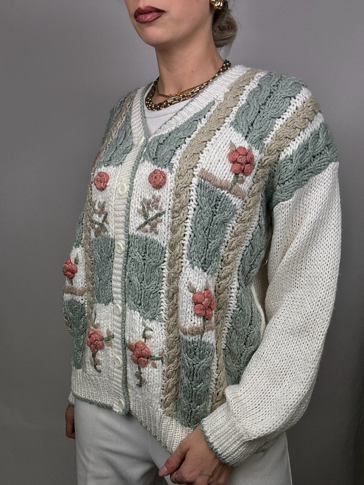 Vintage L knitted detail cardigan