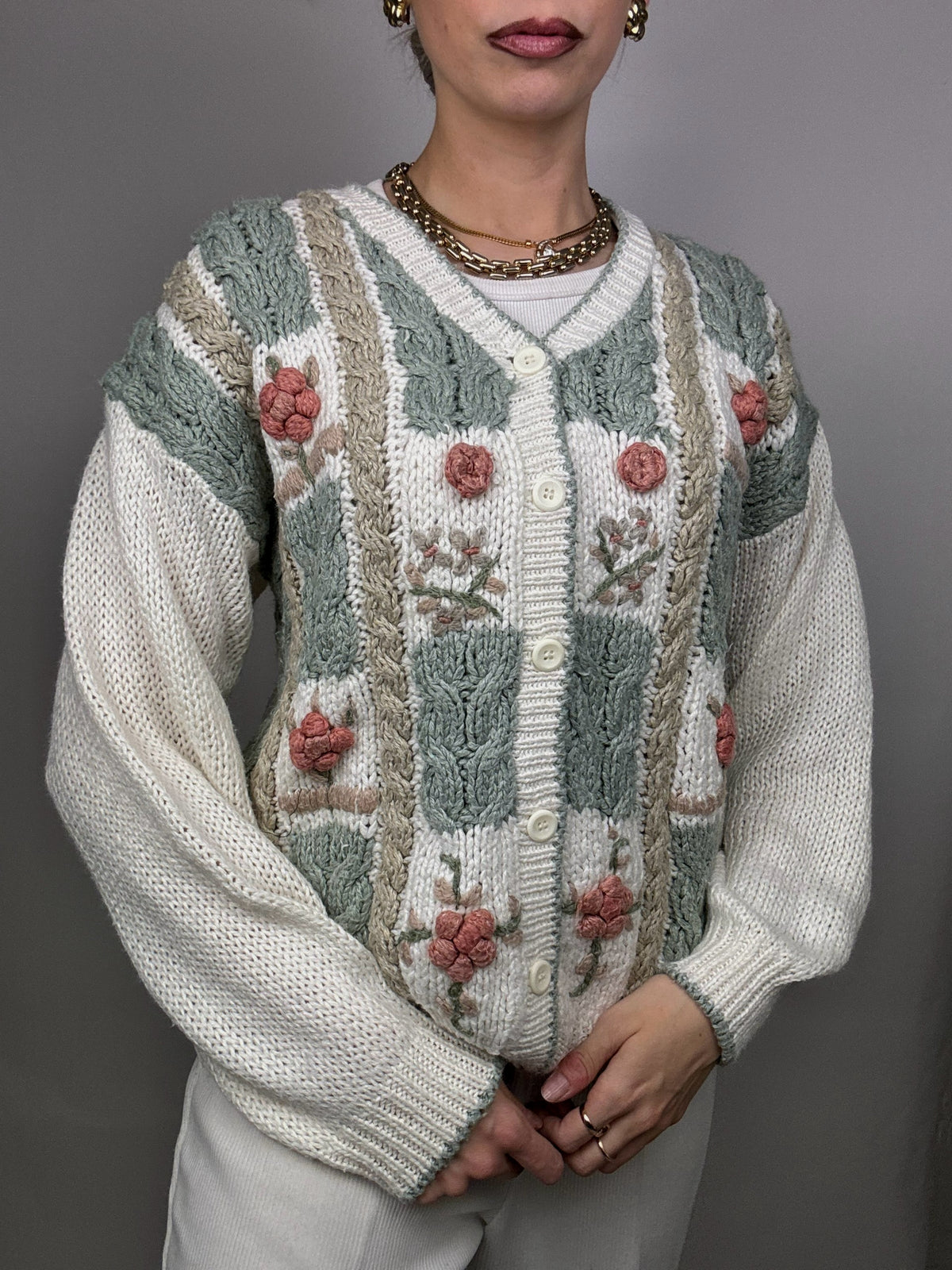 Vintage L knitted detail cardigan