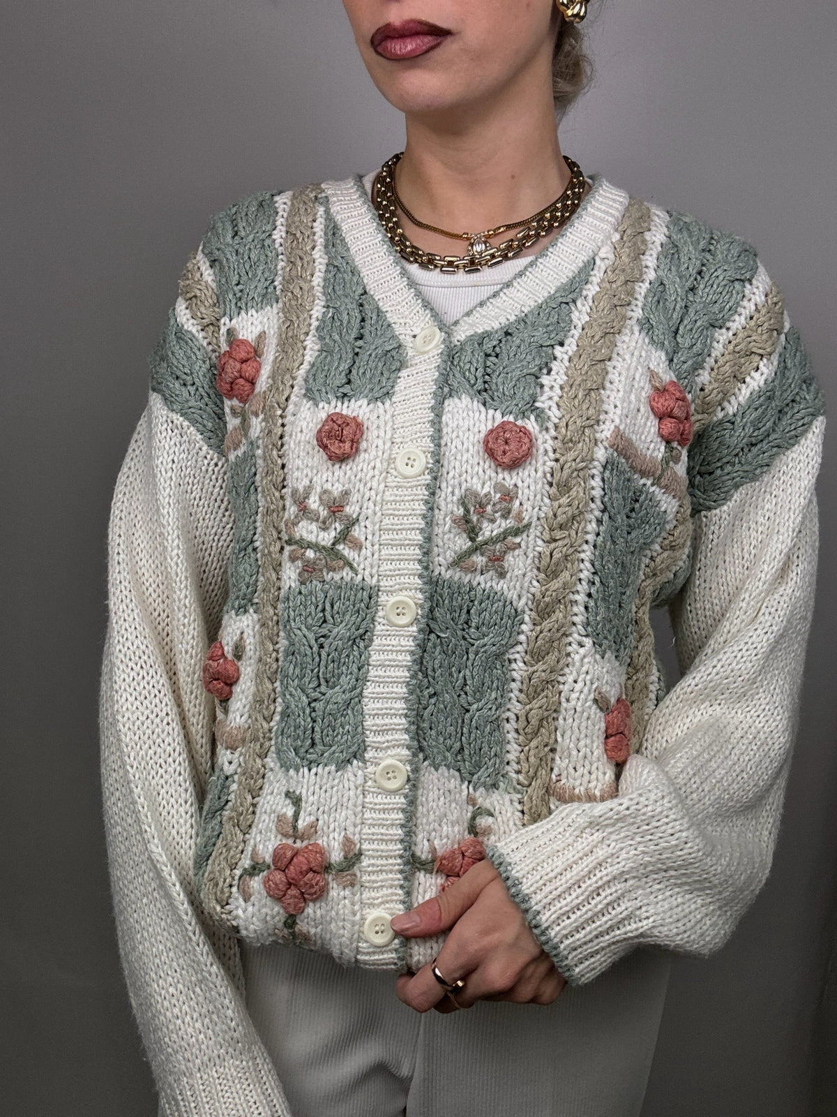 Vintage L knitted detail cardigan