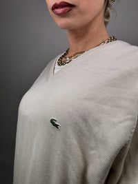 Thin light gray V-neck sweater LACOSTE XL vintage