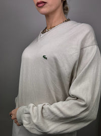 Thin light gray V-neck sweater LACOSTE XL vintage