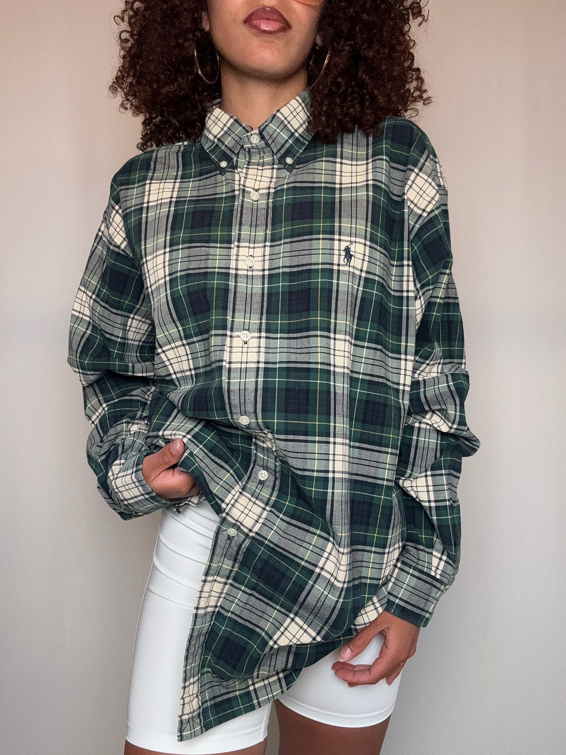 Chemise à carreaux verte Ralph Lauren L vintage