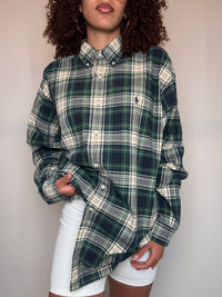 Chemise à carreaux verte Ralph Lauren L vintage