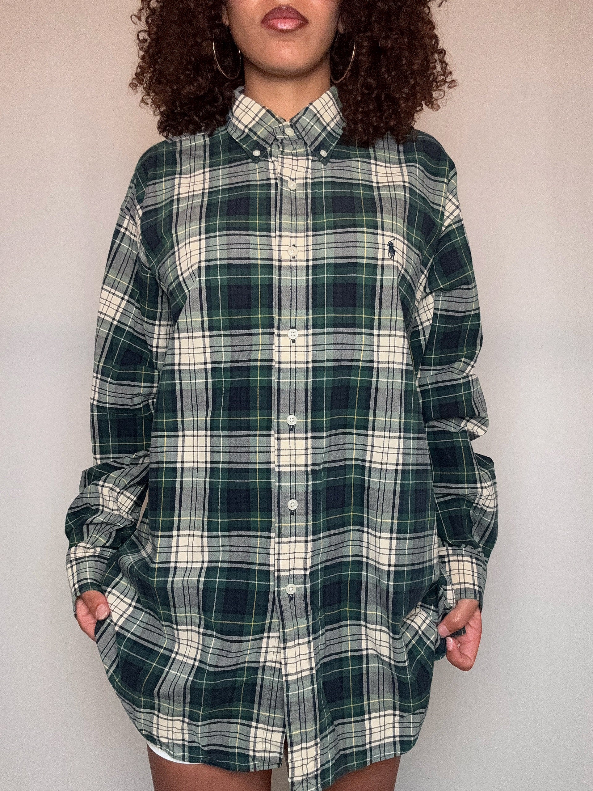 Chemise à carreaux verte Ralph Lauren L vintage