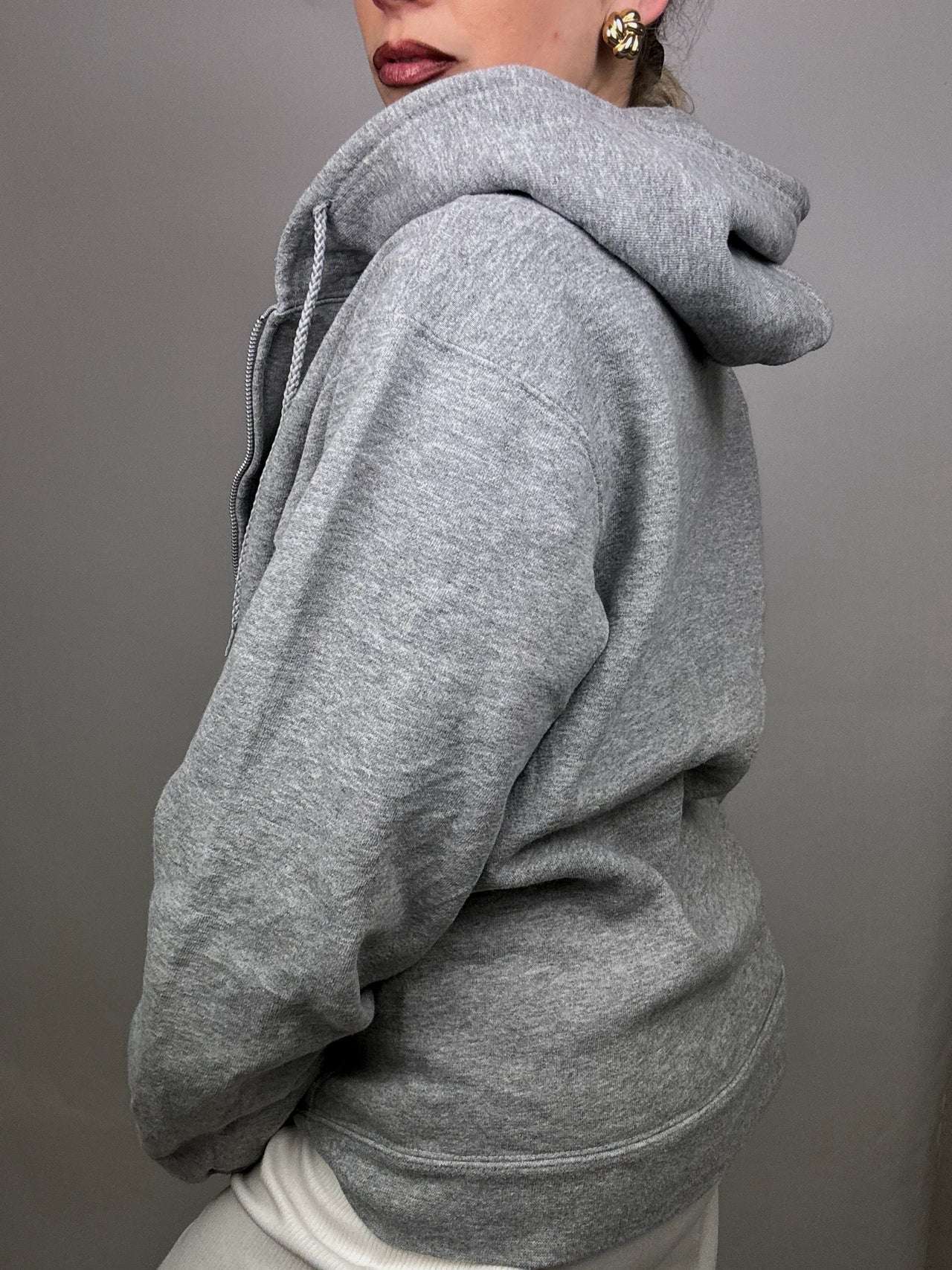 Jacket sweat à capuche gris L Vintage