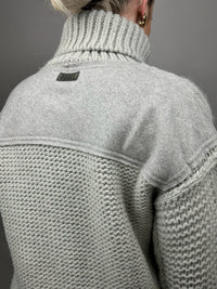 DIESEL L vintage gray two-tone turtleneck sweater
