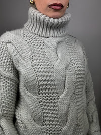 DIESEL L vintage gray two-tone turtleneck sweater