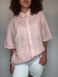 Chemise en lin rose Chaps XL vintage