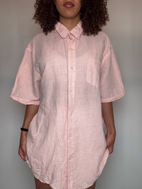 Chemise en lin rose Chaps XL vintage