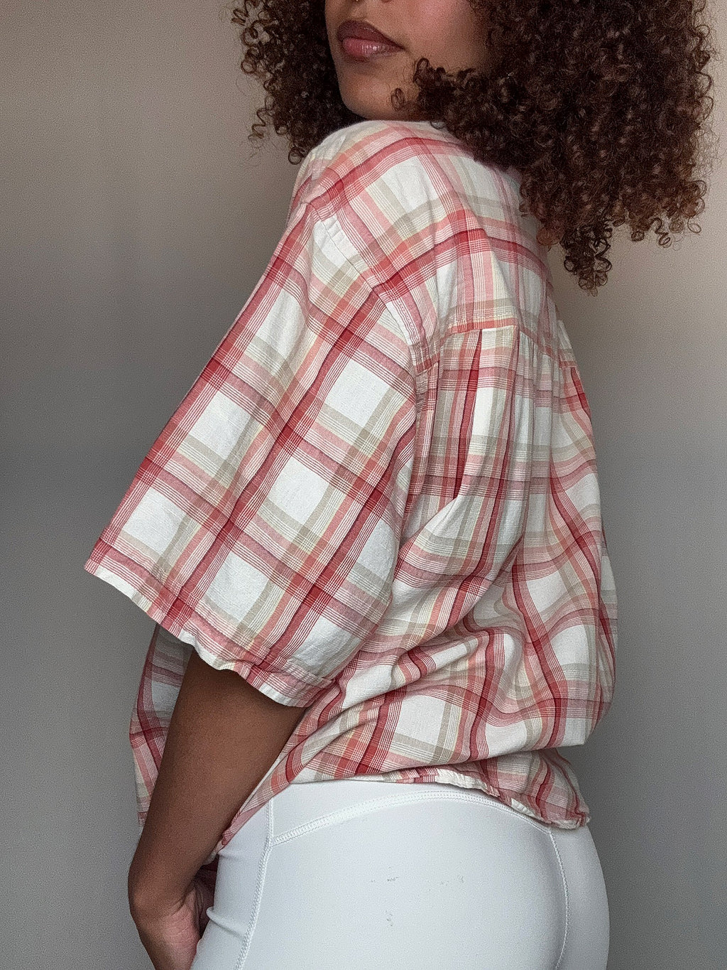 Chemise à carreaux rose Chaps M vintage