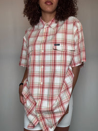 Chemise à carreaux rose Chaps M vintage