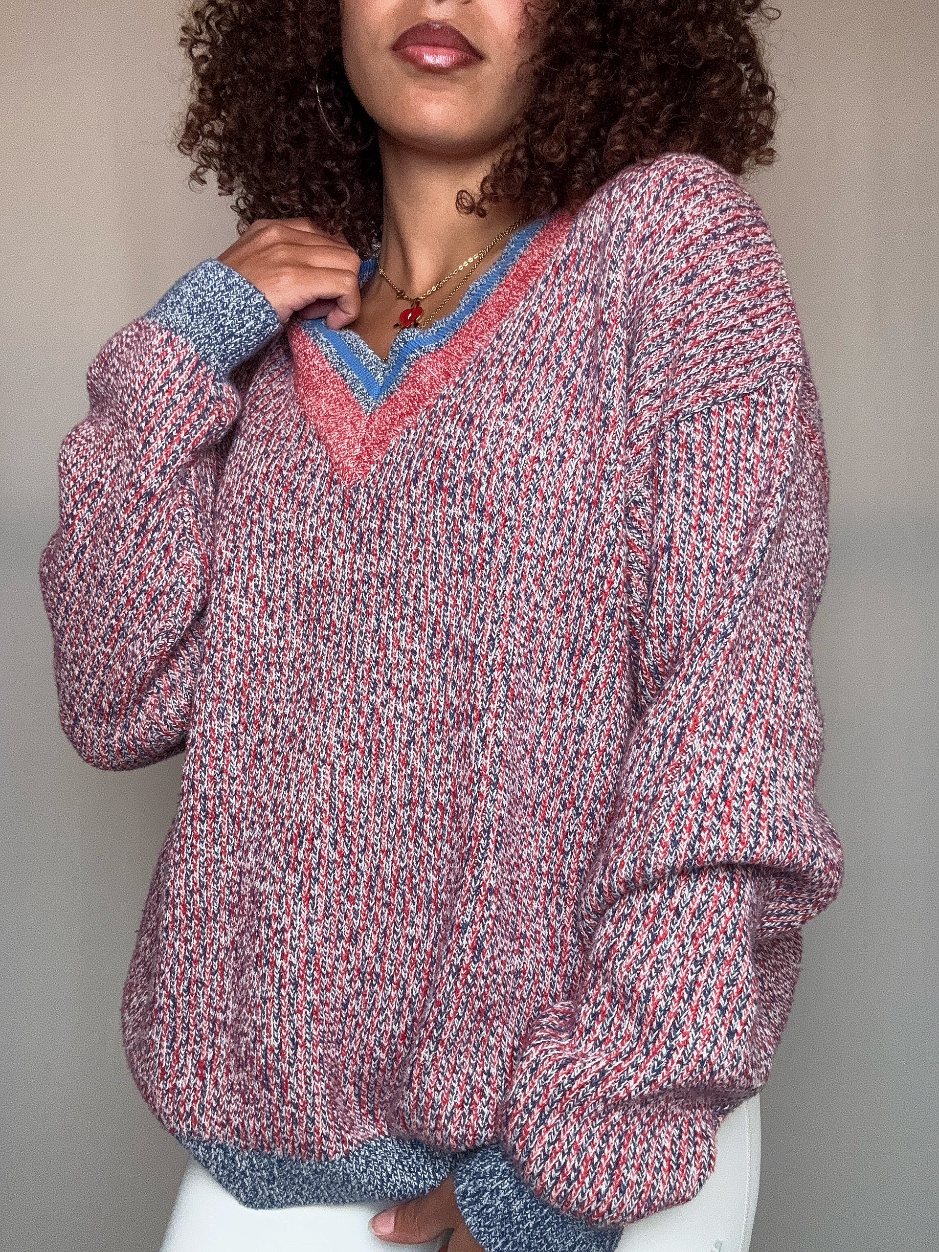 Pull col V chiné Levi's L vintage