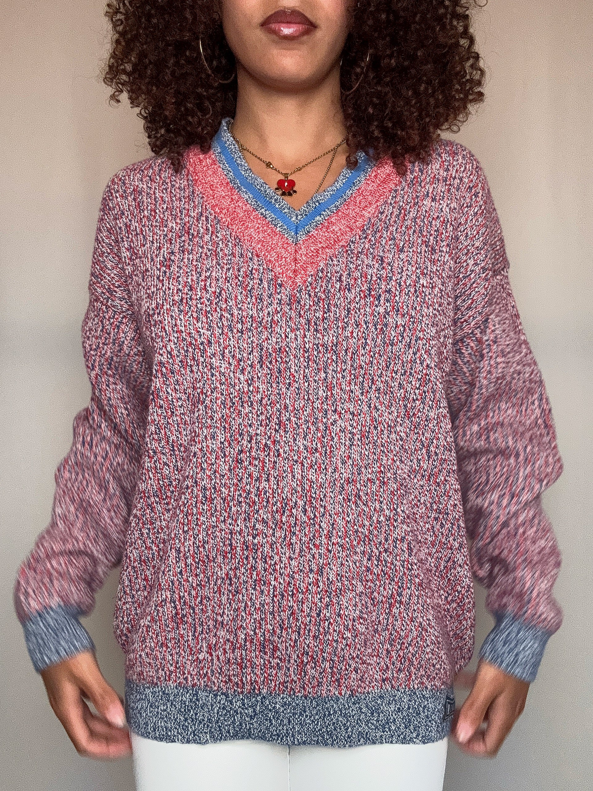 Pull col V chiné Levi's L vintage
