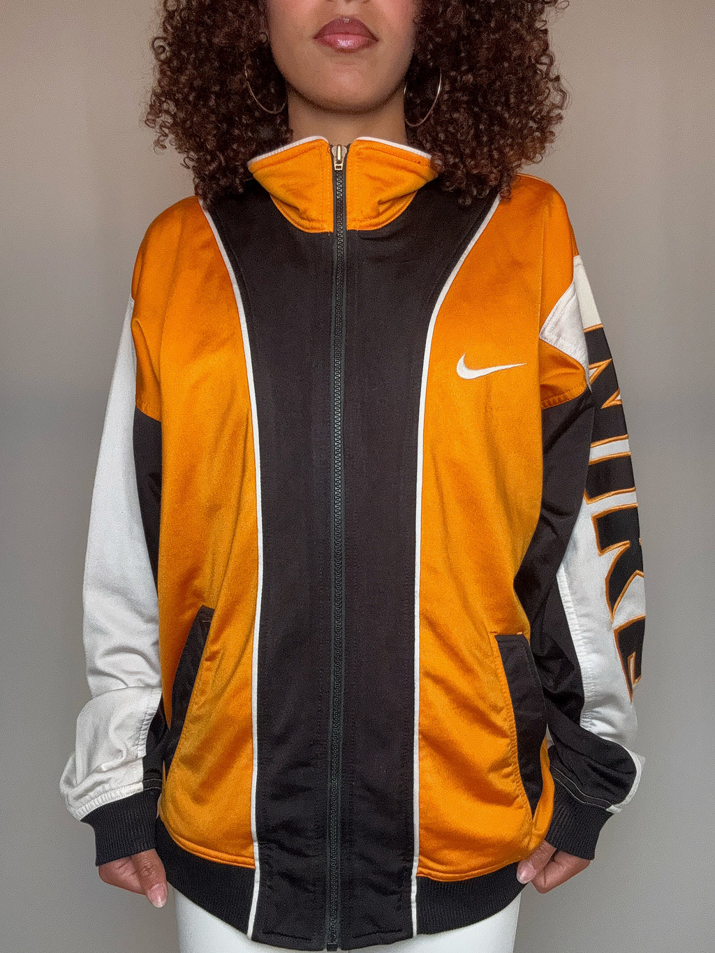Jacke Nike orange und braun L Vintage