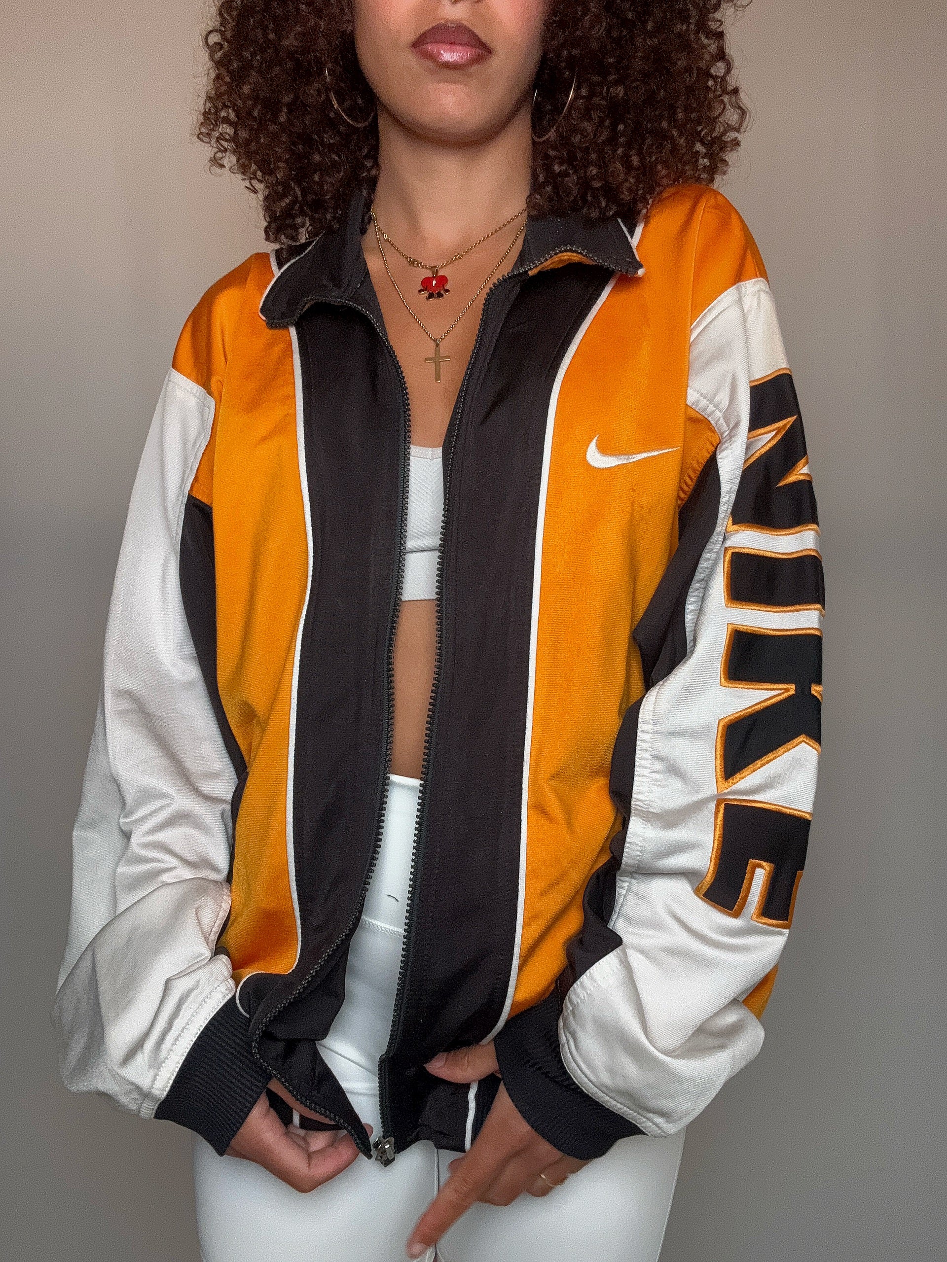 Jacke Nike orange und braun L Vintage