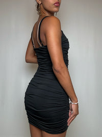 Robe noire froncée S vintage