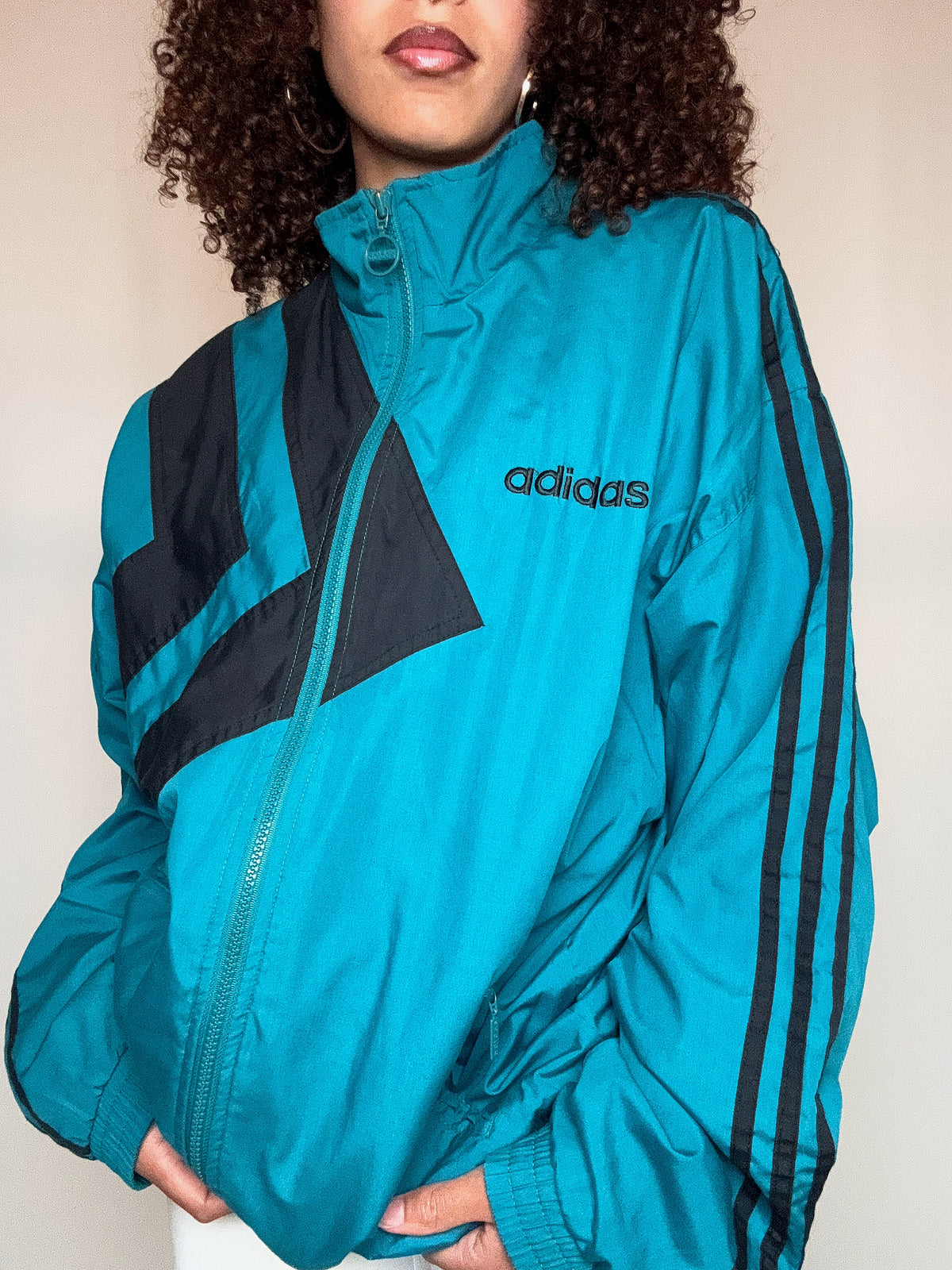 Veste d'été bleu canard adidas M vintage