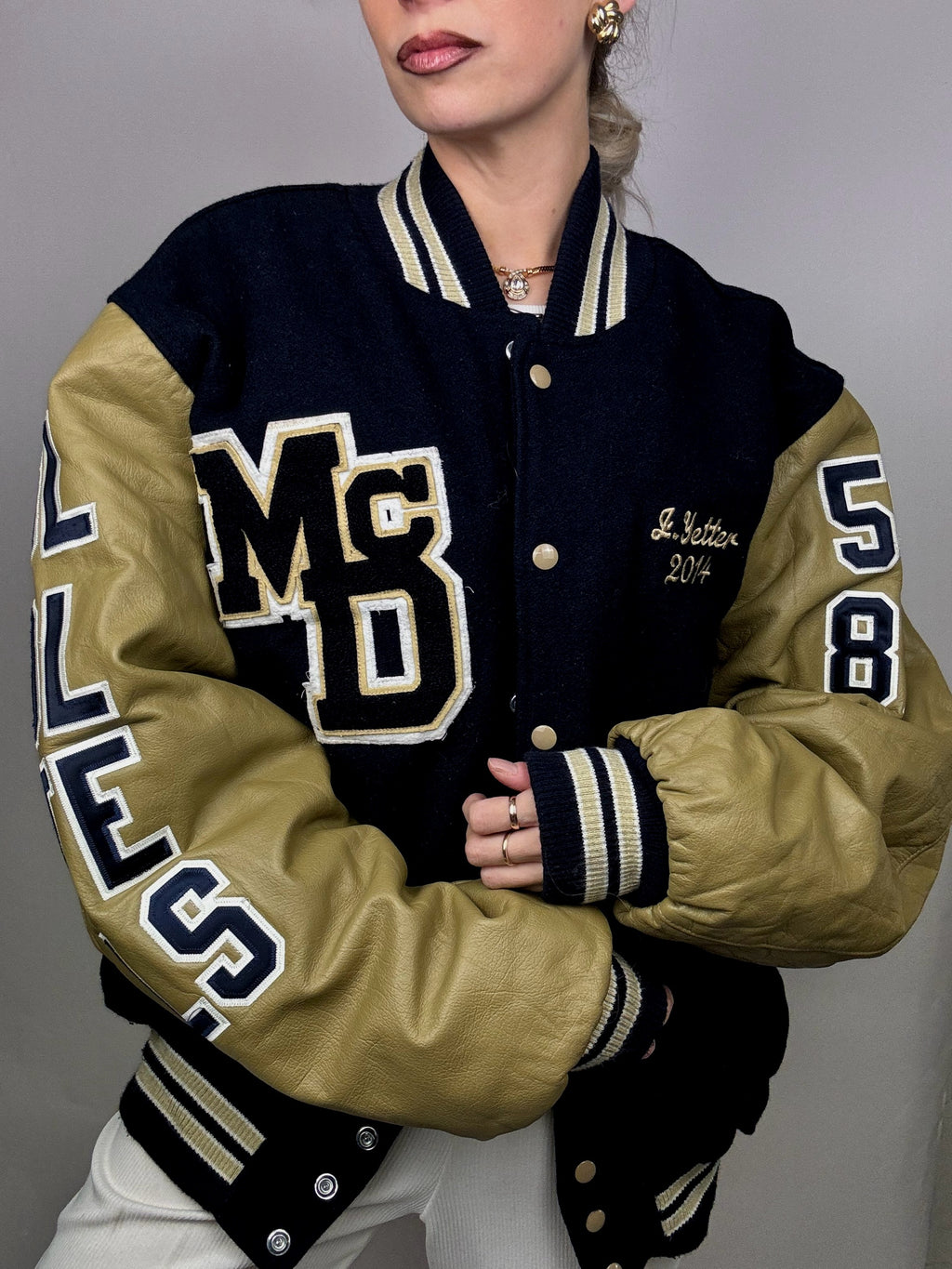 XL Vintage American bi-material bomber jacket