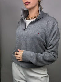 Vintage TOMMY HILFIGER XL gray zip-neck sweater