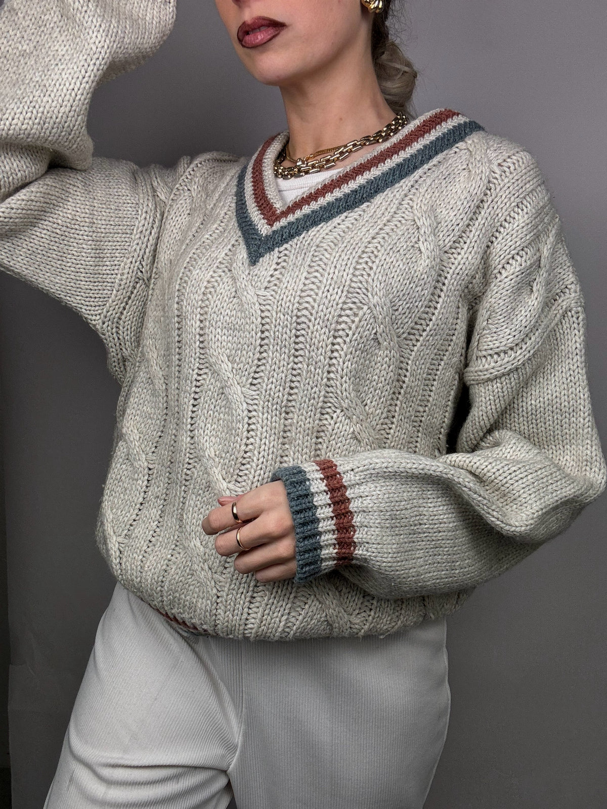 Vintage beige cricket sweater M