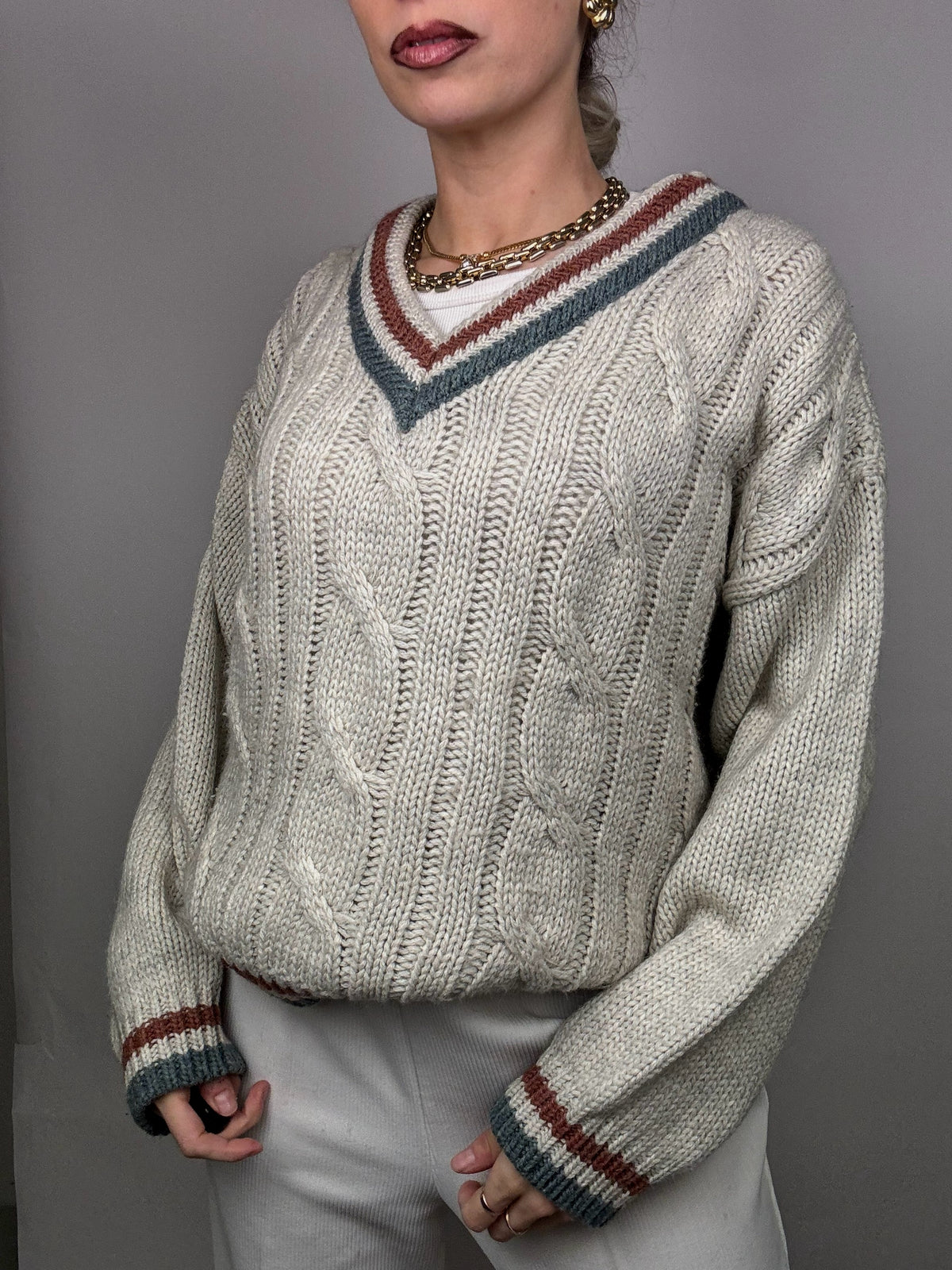 Vintage beige cricket sweater M