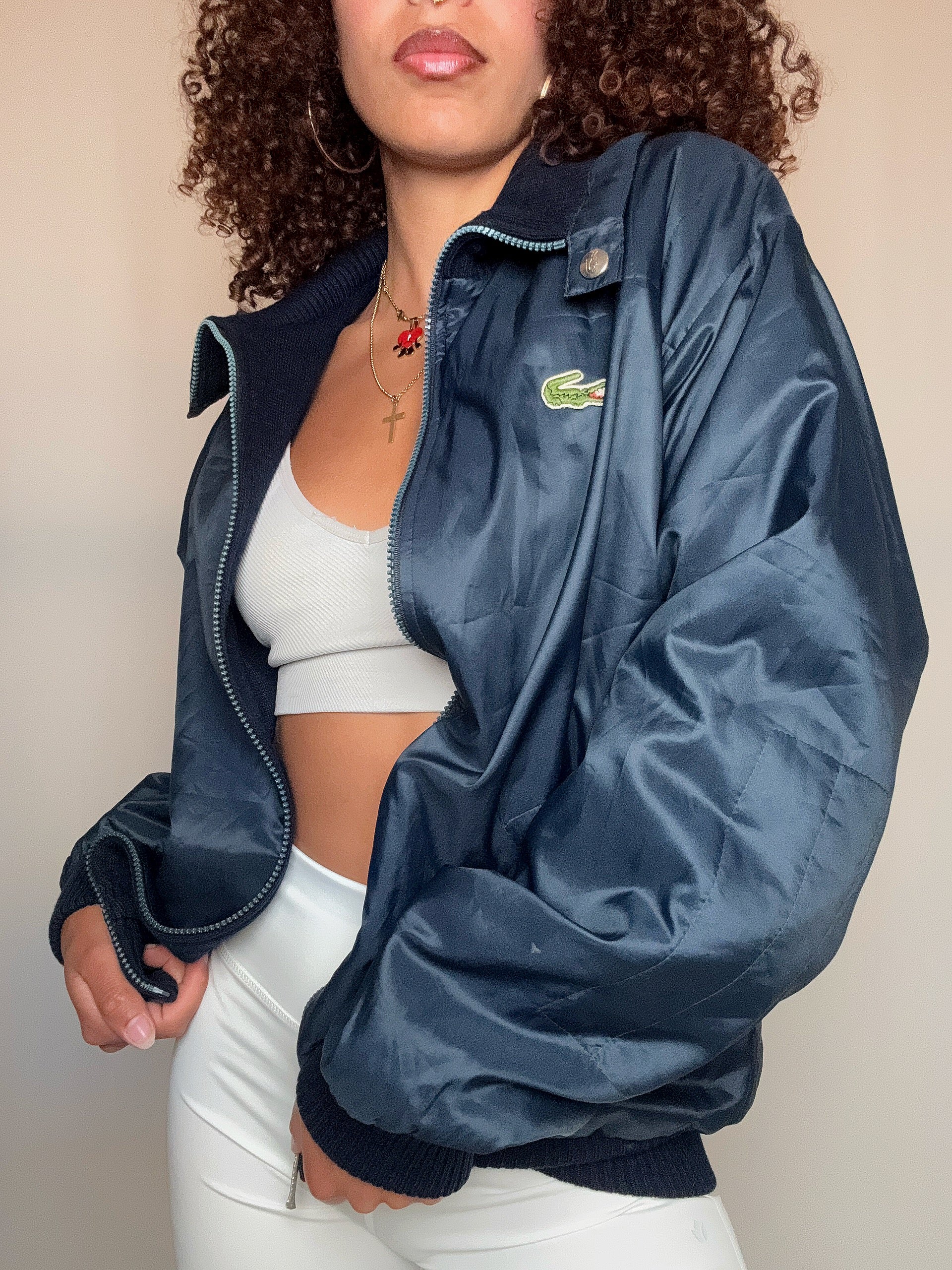 Veste bomber marine Lacoste L vintage