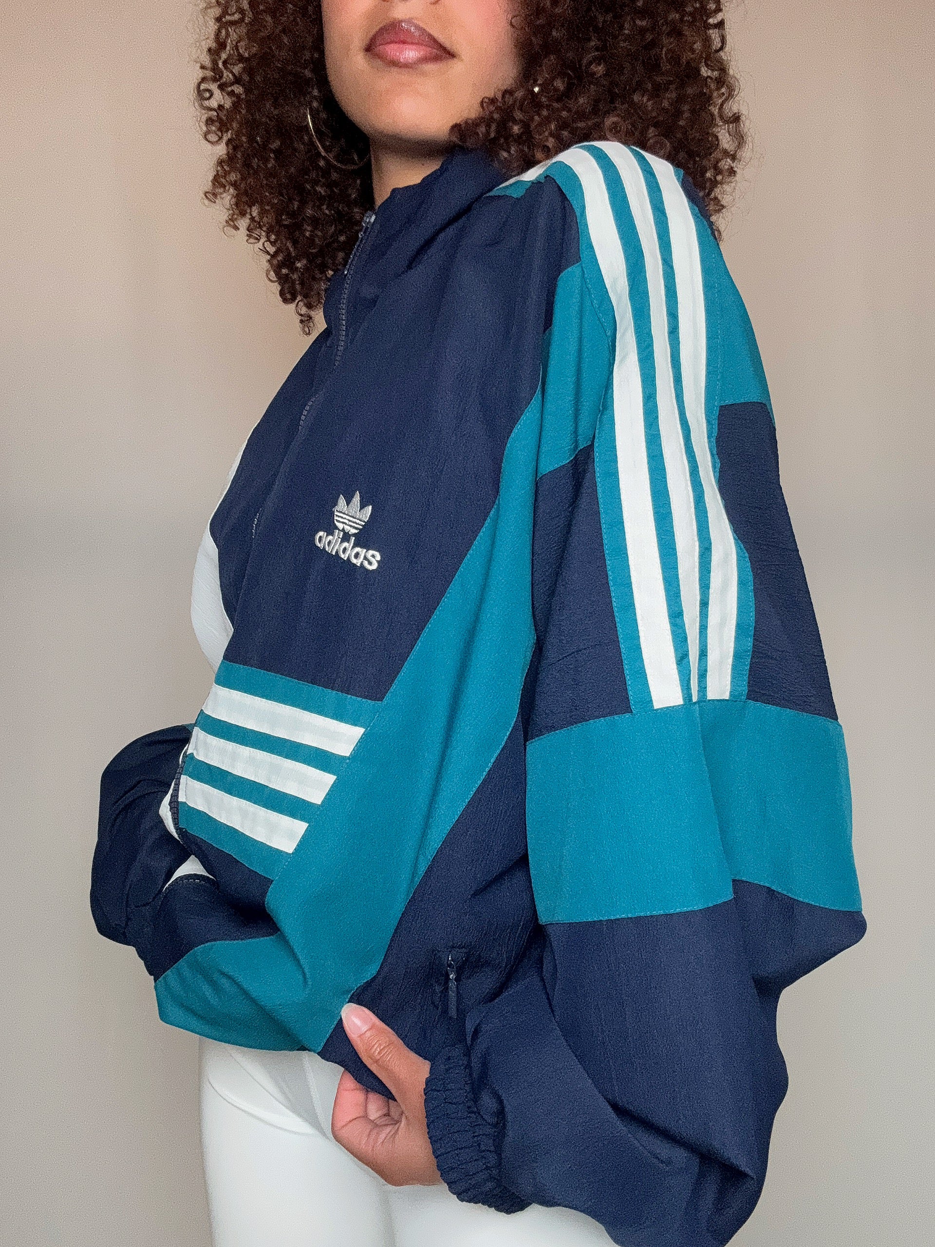 Marineblaue Adidas Sommerjacke L/XL vintage