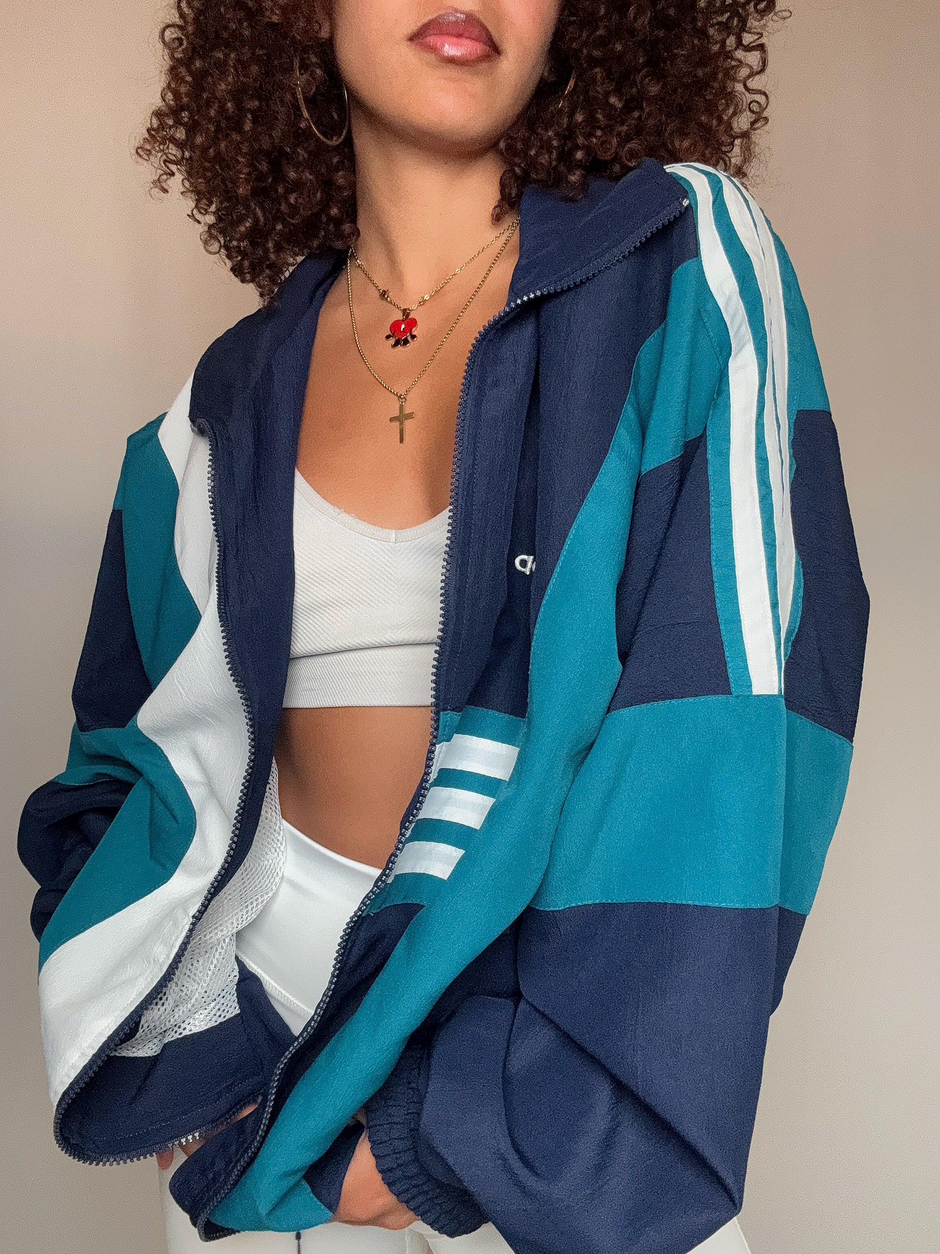 Marineblaue Adidas Sommerjacke L/XL vintage