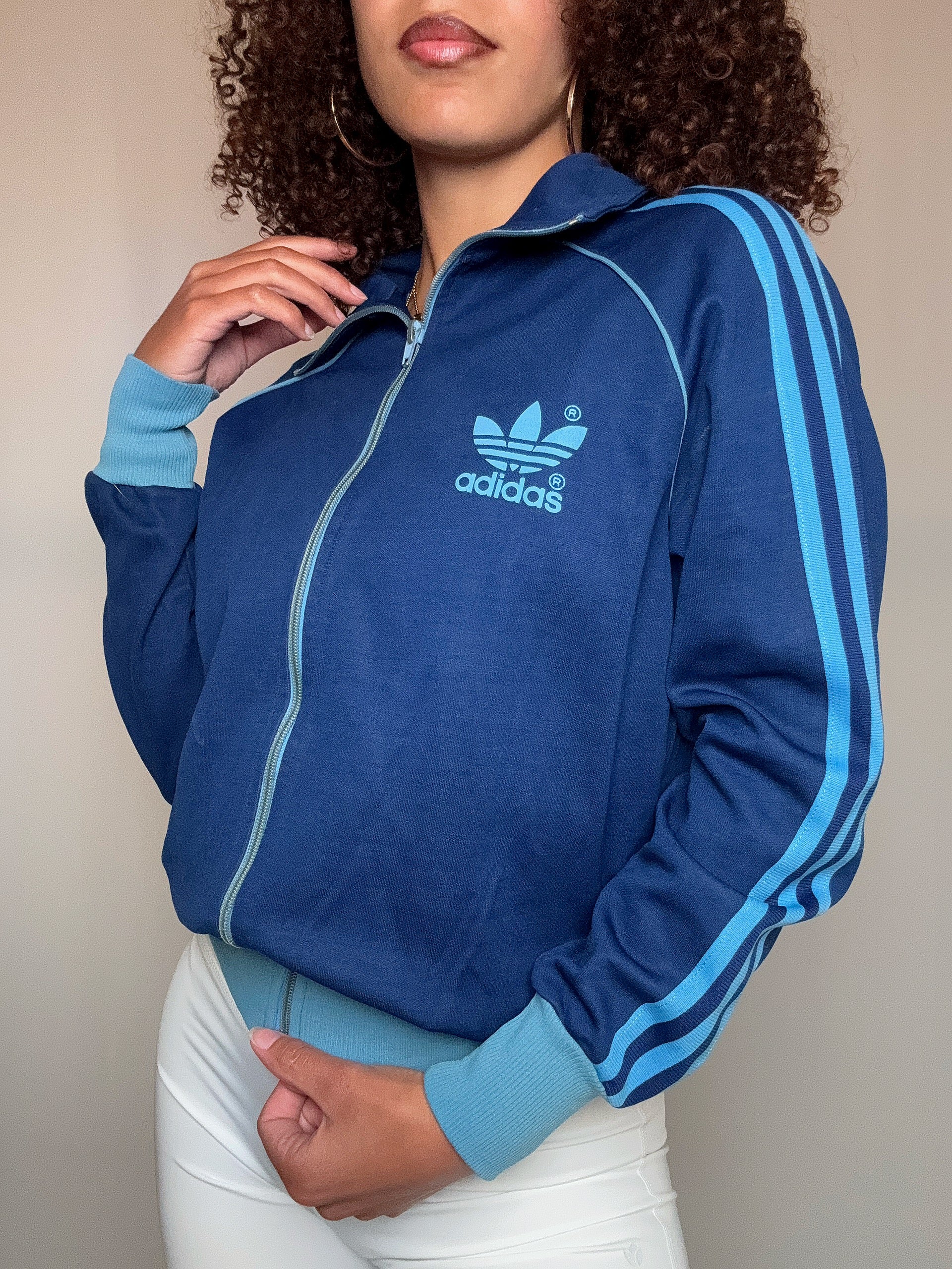 Adidas Jacke Marineblau und Blau S/M Vintage