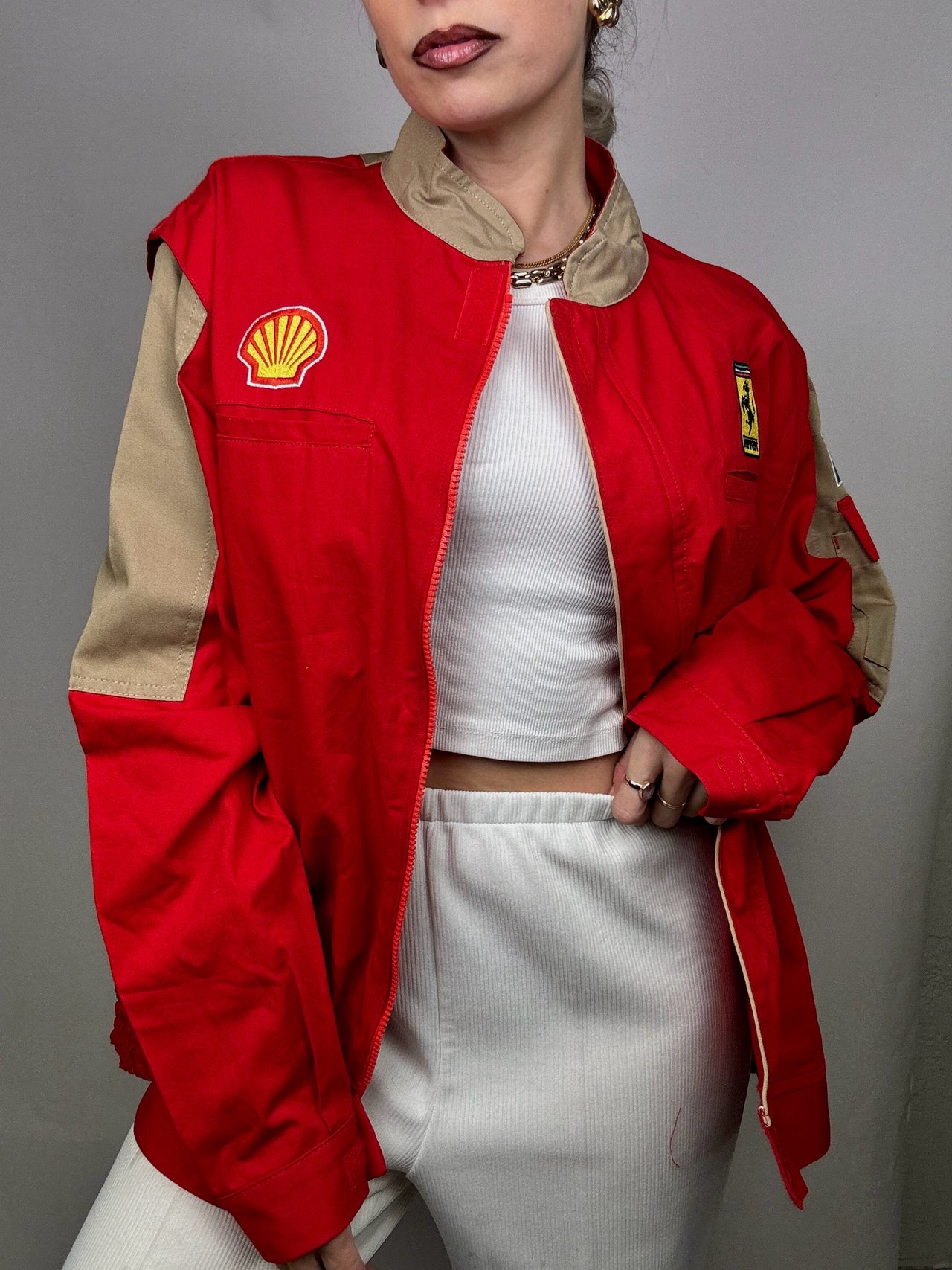 Veste de racing rouge FERRARI L vintage