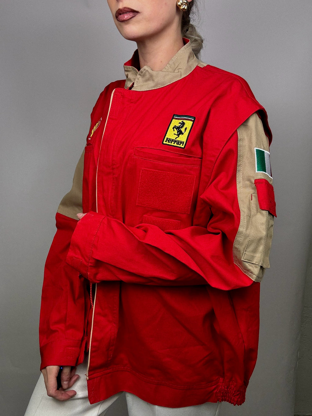 Vintage FERRARI L rote Rennjacke