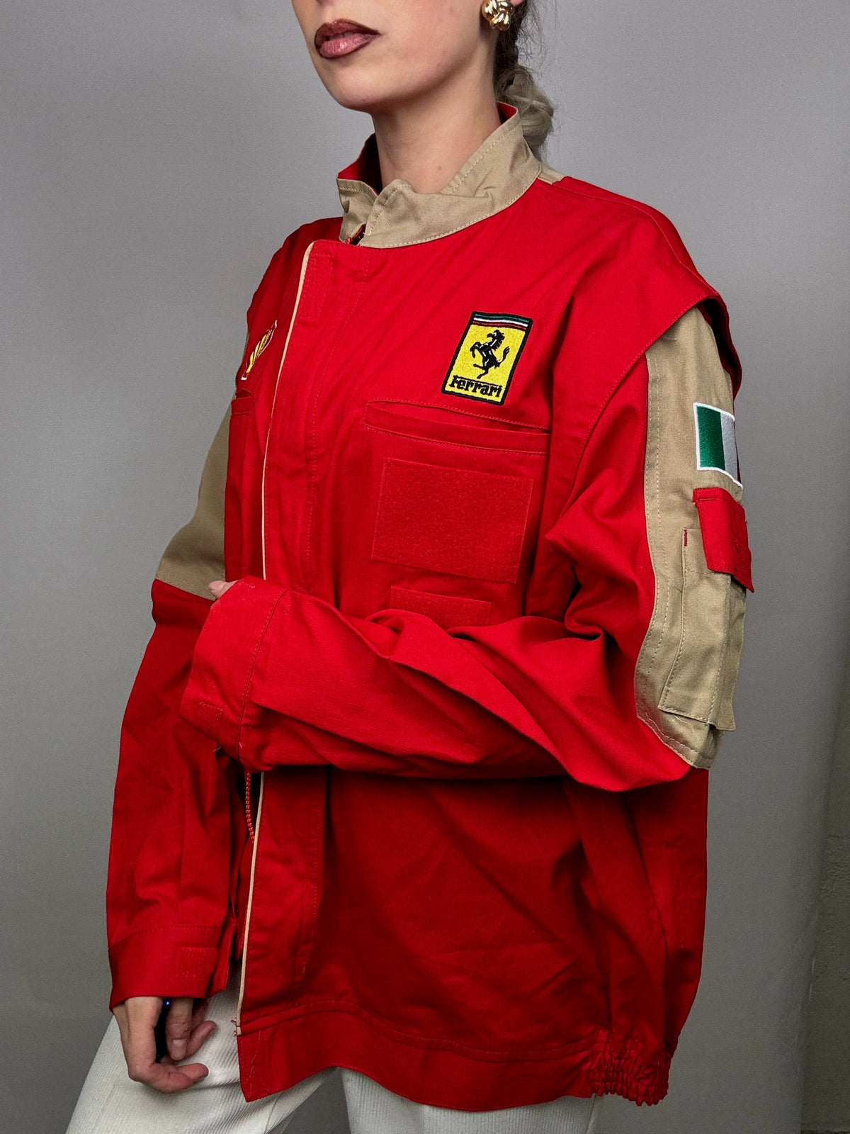 Vintage FERRARI L rote Rennjacke