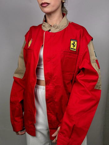 Veste de racing rouge FERRARI L vintage