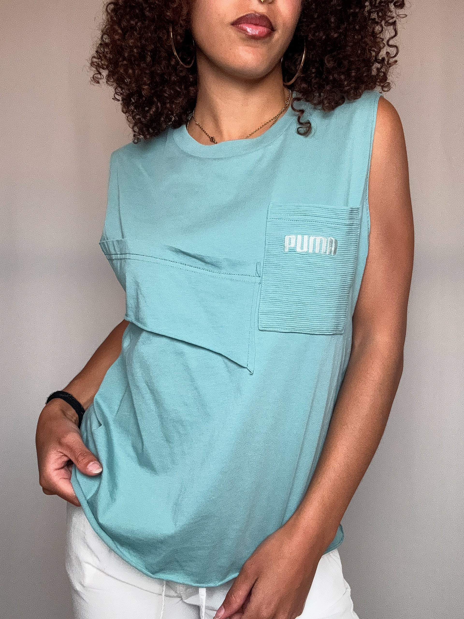 Débardeur Puma turquoise L vintage