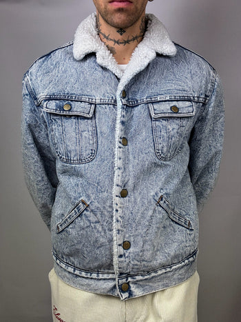 Veste denim mouton delavée L/XL vintage