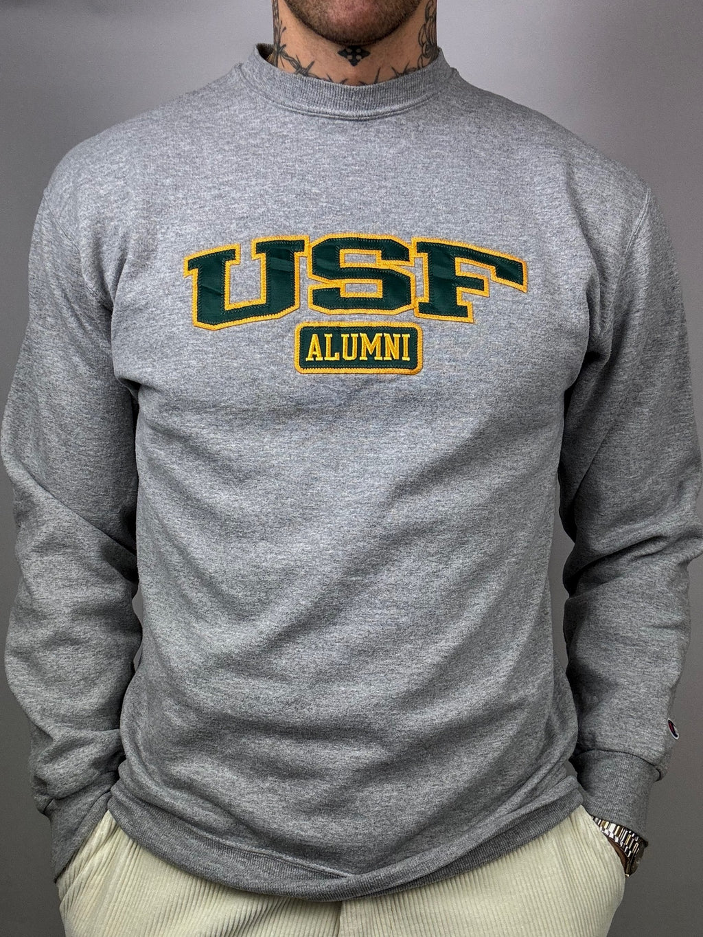 Sweat gris col rond CHAMPION M vintage