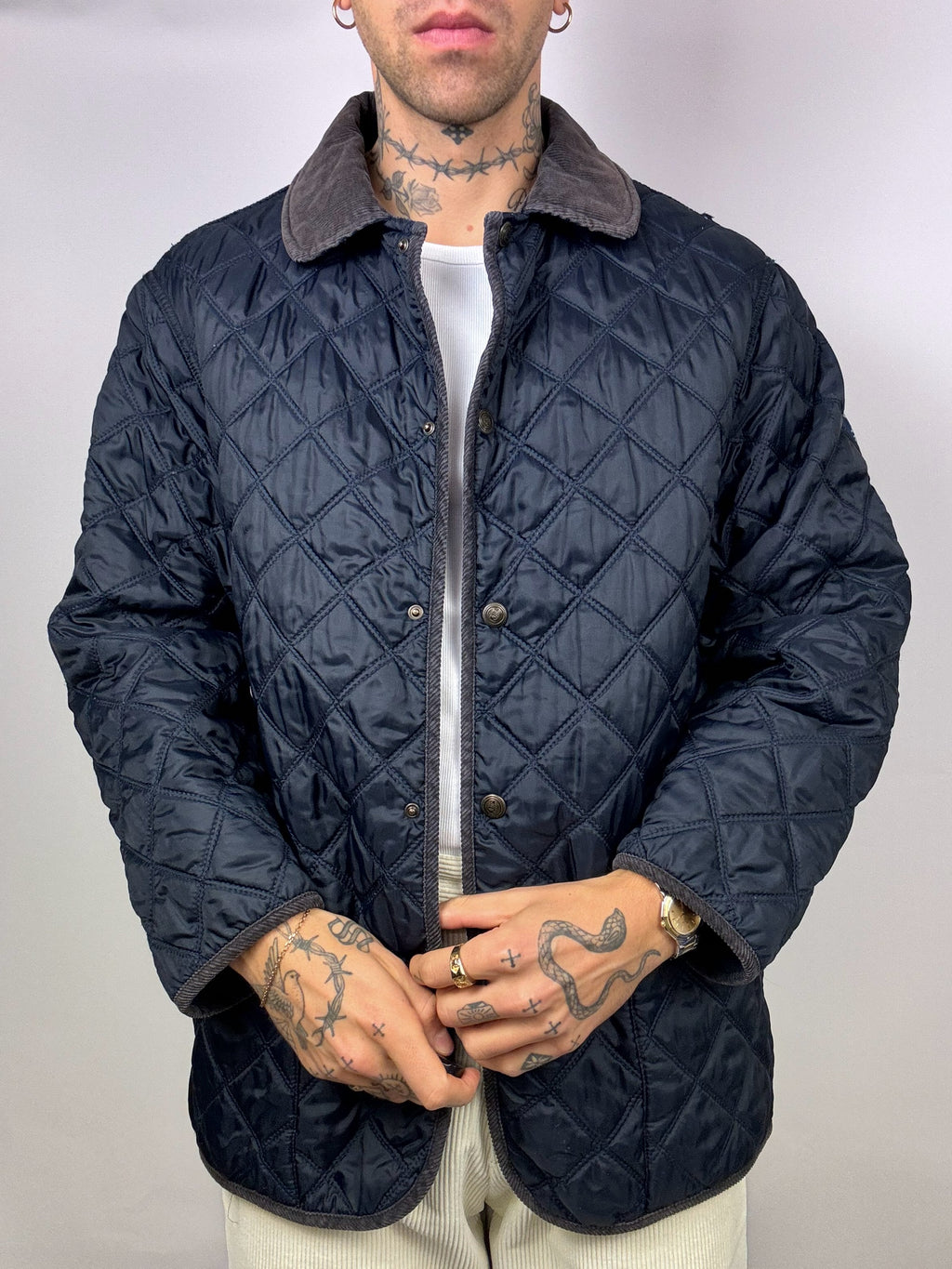 Vintage Navy Quilted Jacket L
