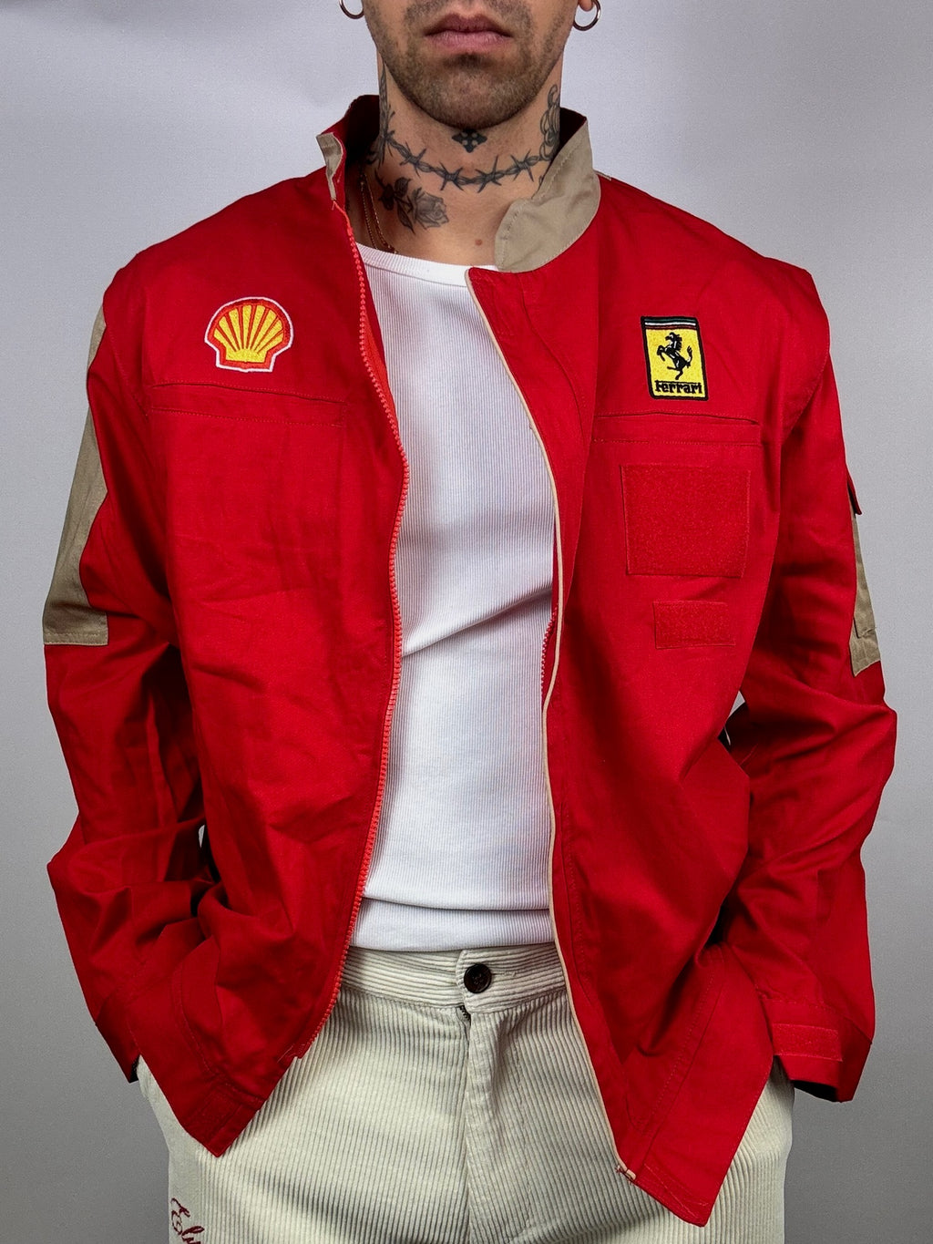 Vintage FERRARI L rote Rennjacke
