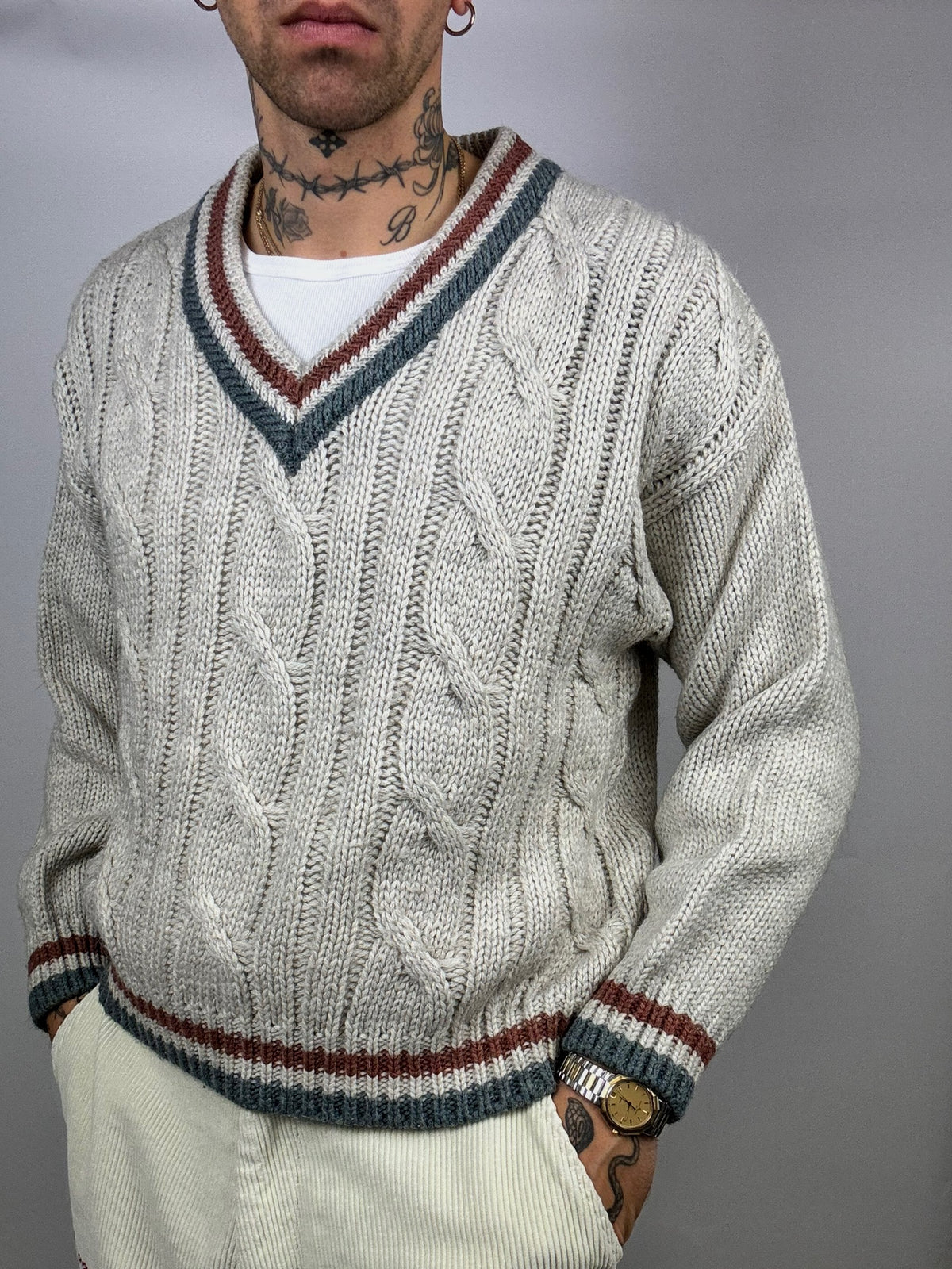 Vintage beige cricket sweater M