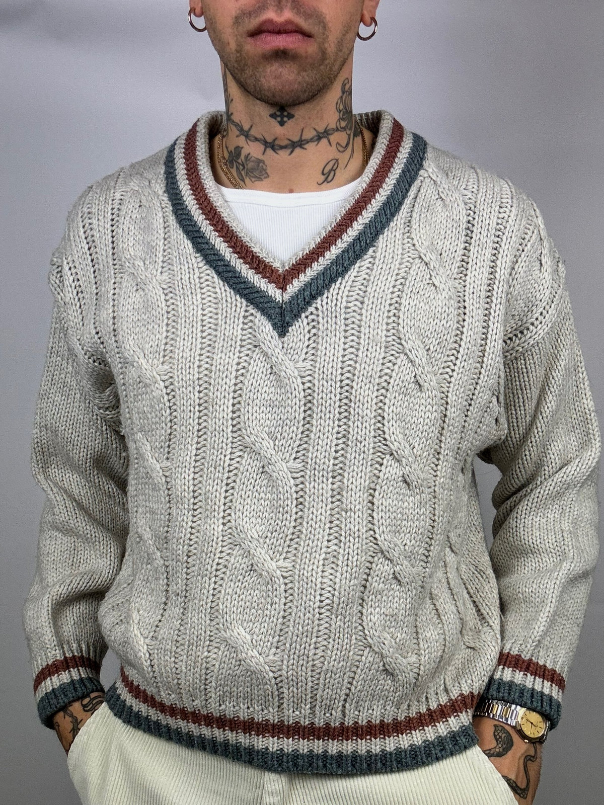 Vintage beige cricket sweater M