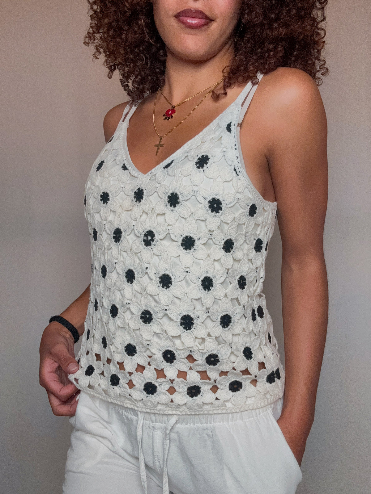 Top en crochet blanc XS/S vintage