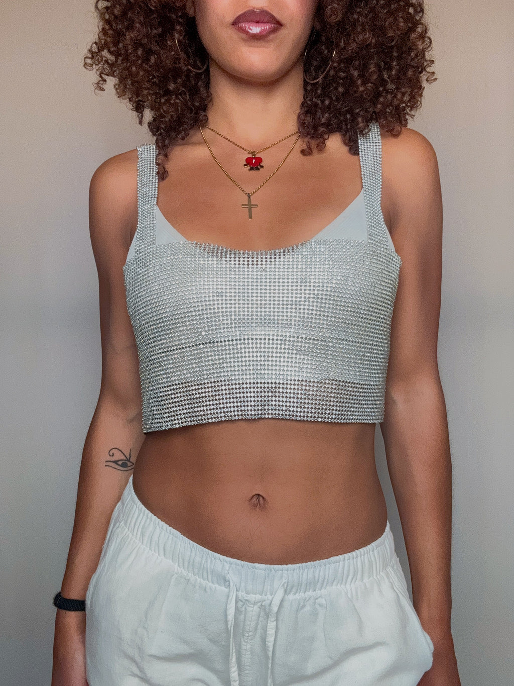 Vintage S metallic mesh top