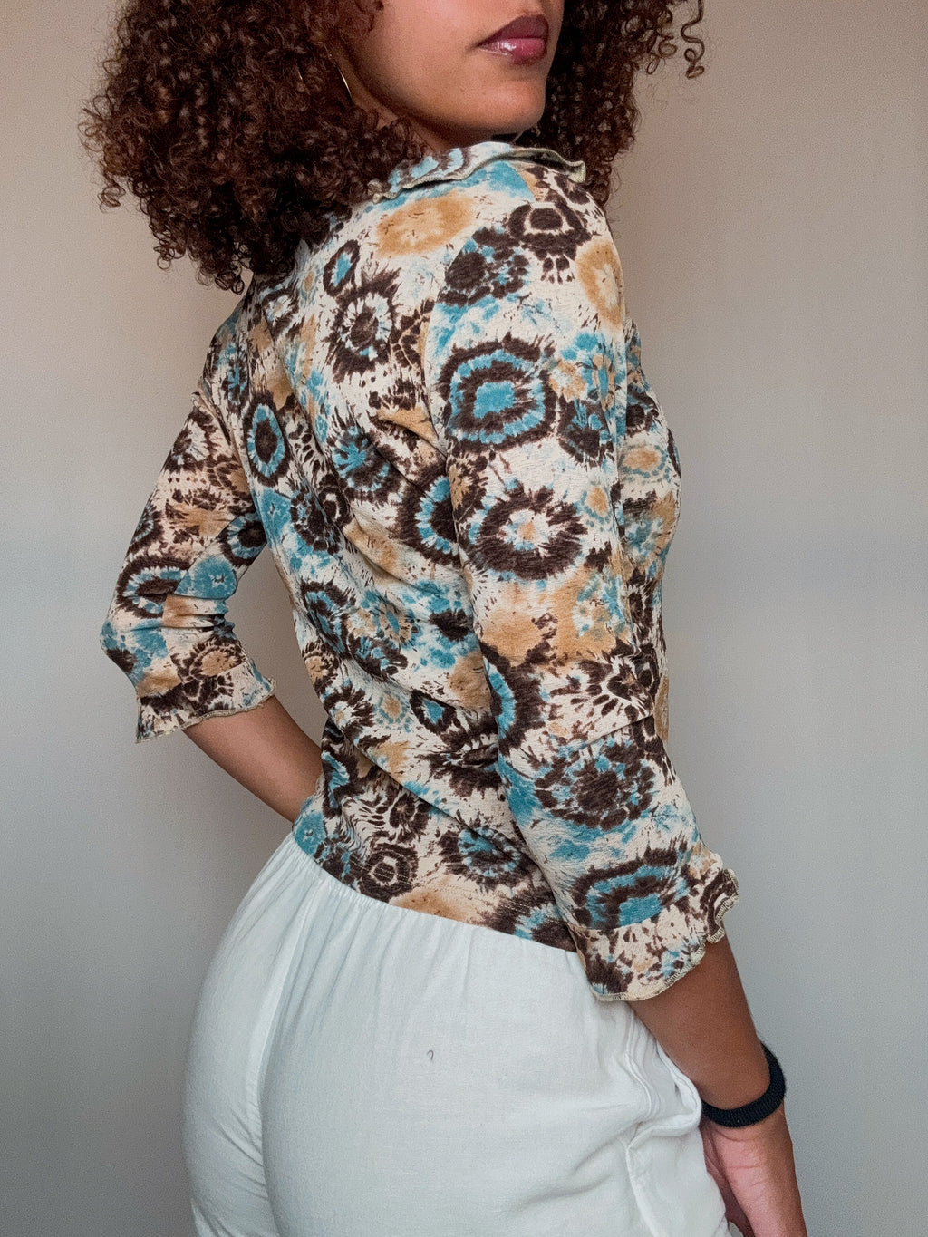 Vintage Mesh-Top mit Muster M/L